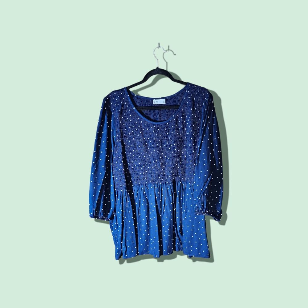 Croft & Barrow Navy Polka Dot Blouse